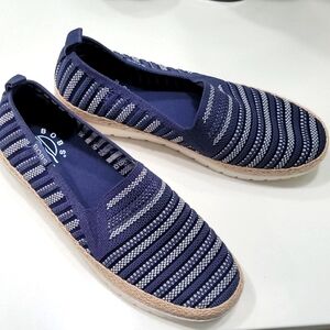 Skechers Bob's Blue and White Slip-On Loafers